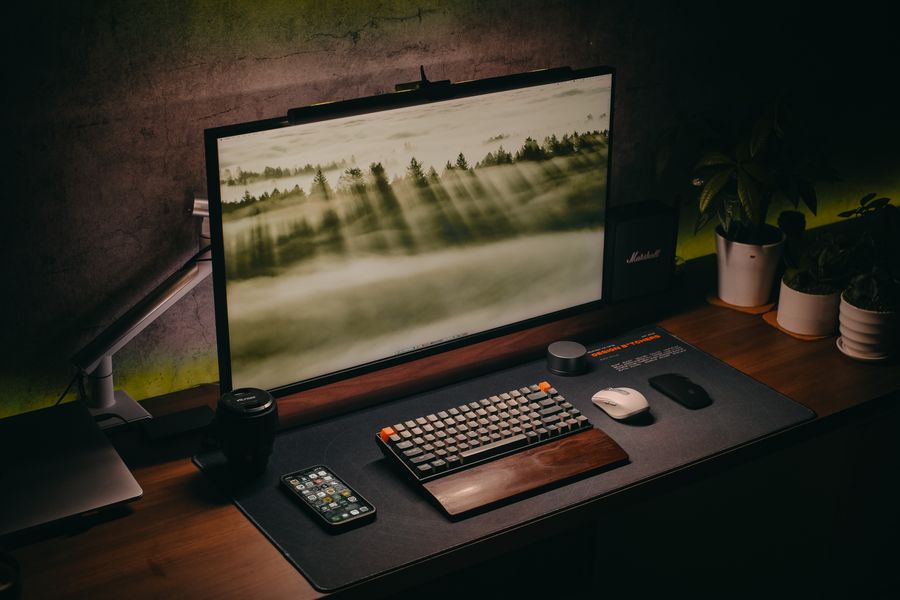 Adjustable monitor arm setup